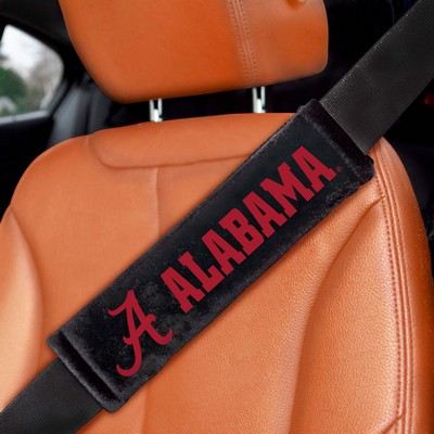 Fan Mats  LLC Alabama Crimson Tide Embroidered Seatbelt Pad Pair Black