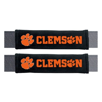 Fan Mats  LLC Clemson Tigers Embroidered Seatbelt Pad - 2 Pieces Black