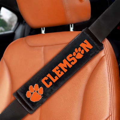 Fan Mats  LLC Clemson Tigers Embroidered Seatbelt Pad Pair Black