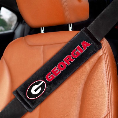 Fan Mats  LLC Georgia Bulldogs Embroidered Seatbelt Pad - 2 Pieces Black