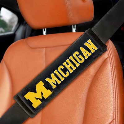 Fan Mats  LLC Michigan Wolverines Embroidered Seatbelt Pad - 2 Pieces Black