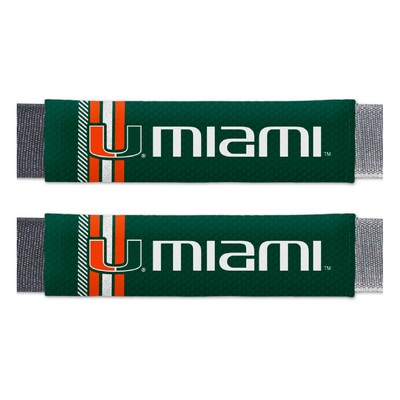 Fan Mats  LLC Miami Hurricanes Rally Seatbelt Pad Pair Green