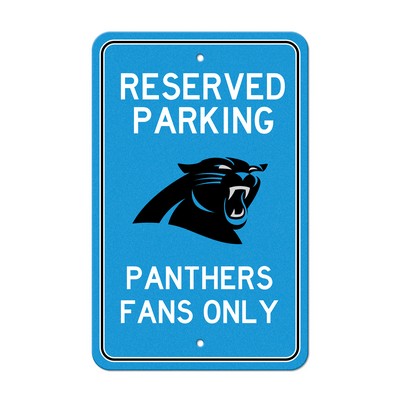 Fan Mats  LLC Carolina Panthers Team Color Reserved Parking Sign Dcor 18in. X 11.5in. Lightweight Black