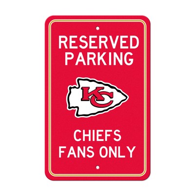Fan Mats  LLC Kansas City Chiefs Team Color Reserved Parking Sign Dcor 18in. X 11.5in. Lightweight Red