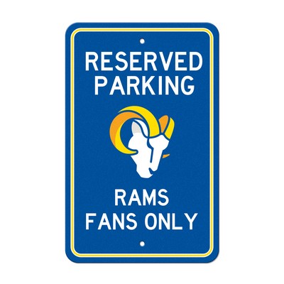 Fan Mats  LLC Los Angeles Rams Team Color Reserved Parking Sign Dcor 18in. X 11.5in. Lightweight Blue