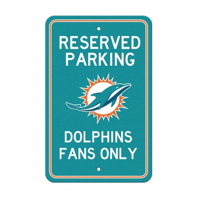Fan Mats  LLC Miami Dolphins Team Color Reserved Parking Sign Dcor 18in. X 11.5in. Lightweight Aqua