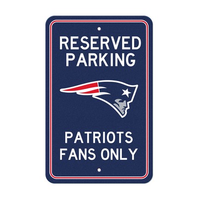 Fan Mats  LLC New England Patriots Team Color Reserved Parking Sign Dcor 18in. X 11.5in. Lightweight Navy