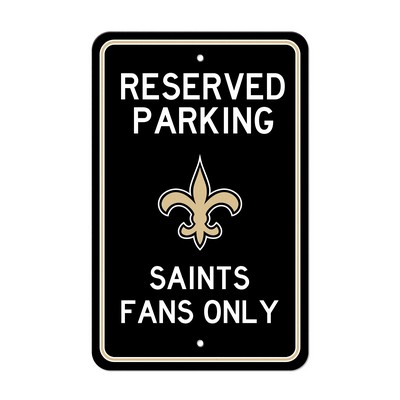 Fan Mats  LLC New Orleans Saints Team Color Reserved Parking Sign Dcor 18in. X 11.5in. Lightweight Black