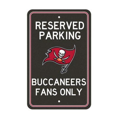 Fan Mats  LLC Tampa Bay Buccaneers Team Color Reserved Parking Sign Dcor 18in. X 11.5in. Lightweight Pewter