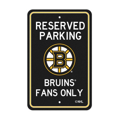 Fan Mats  LLC Boston Bruins Team Color Reserved Parking Sign Dcor 18in. X 11.5in. Lightweight Black