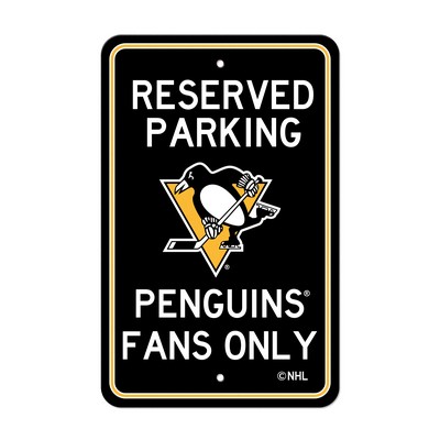 Fan Mats  LLC Pittsburgh Penguins Team Color Reserved Parking Sign Dcor 18in. X 11.5in. Lightweight Black