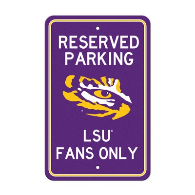 Fan Mats  LLC LSU Tigers Team Color Reserved Parking Sign Dcor 18in. X 11.5in. Lightweight Purple