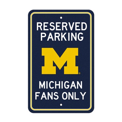 Fan Mats  LLC Michigan Wolverines Team Color Reserved Parking Sign Dcor 18in. X 11.5in. Lightweight Blue
