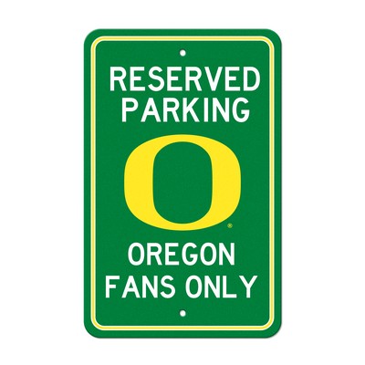 Fan Mats  LLC Oregon Ducks Team Color Reserved Parking Sign Dcor 18in. X 11.5in. Lightweight Green