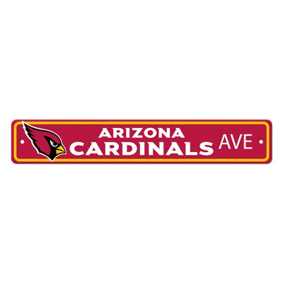 Fan Mats  LLC Arizona Cardinals Team Color Street Sign Dcor 4in. X 24in. Lightweight Red