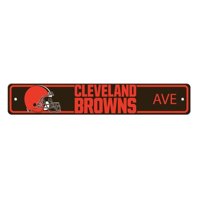 Fan Mats  LLC Cleveland Browns Team Color Street Sign Dcor 4in. X 24in. Lightweight Brown