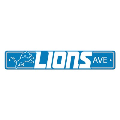 Fan Mats  LLC Detroit Lions Team Color Street Sign Dcor 4in. X 24in. Lightweight Blue