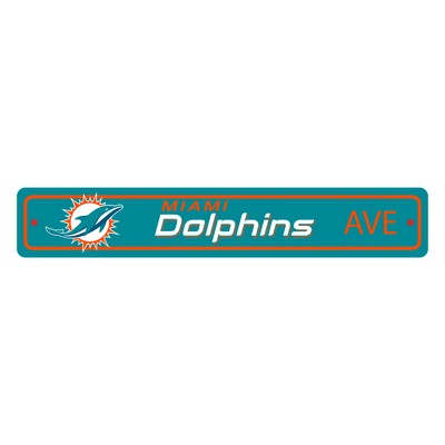 Fan Mats  LLC Miami Dolphins Team Color Street Sign Dcor 4in. X 24in. Lightweight Aqua