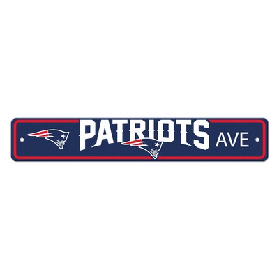 Fan Mats  LLC New England Patriots Team Color Street Sign Dcor 4in. X 24in. Lightweight Navy