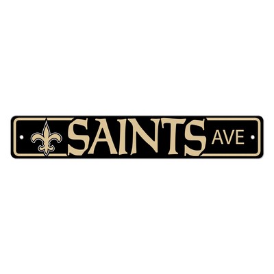 Fan Mats  LLC New Orleans Saints Team Color Street Sign Dcor 4in. X 24in. Lightweight Black