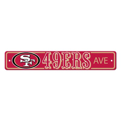 Fan Mats  LLC San Francisco 49ers Team Color Street Sign Dcor 4in. X 24in. Lightweight Red