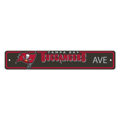 Fan Mats  LLC Tampa Bay Buccaneers Team Color Street Sign Dcor 4in. X 24in. Lightweight Pewter