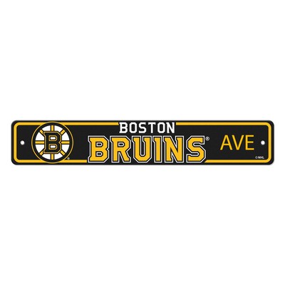 Fan Mats  LLC Boston Bruins Street Sign Black