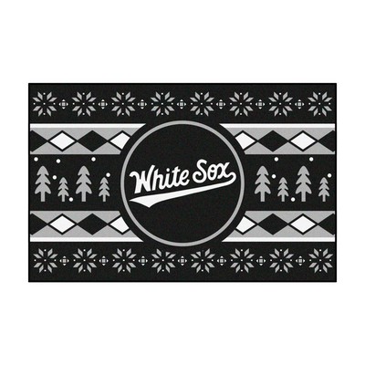 Fan Mats  LLC Chicago White Sox Holiday Sweater Starter Mat Accent Rug - 19in. x 30in. Black