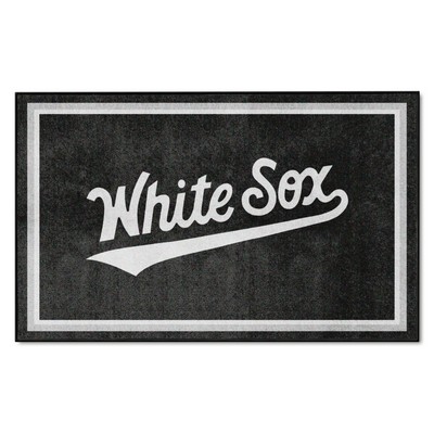 Fan Mats  LLC Chicago White Sox 4ft. x 6ft. Plush Area Rug Black