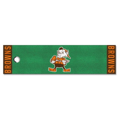 Fan Mats  LLC Cleveland Browns Putting Green Mat Retro Green
