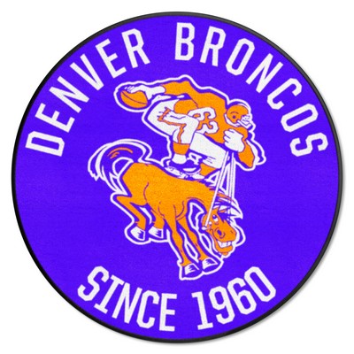 Fan Mats  LLC Denver Broncos Roundel Rug - 27in. Diameter, NFL Vintage Blue