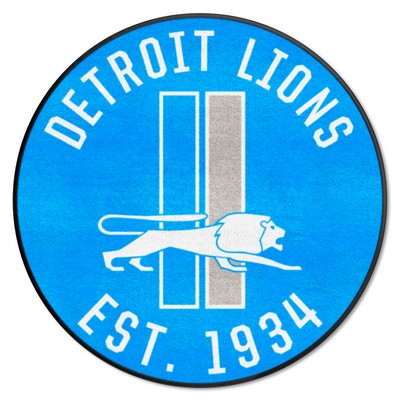 Fan Mats  LLC Detroit Lions Roundel Rug - 27in. Diameter, NFL Vintage Light Blue