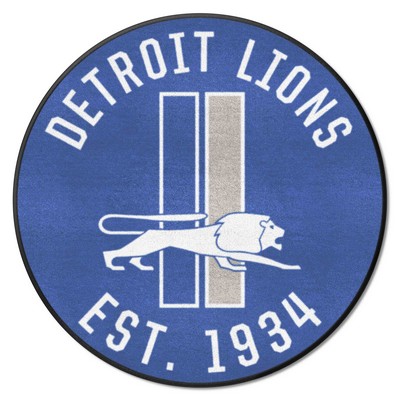 Fan Mats  LLC Detroit Lions Roundel Mat Retro Light Blue