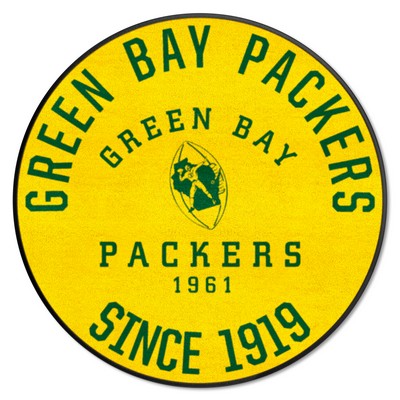Fan Mats  LLC Green Bay Packers Roundel Rug - 27in. Diameter, NFL Vintage Yellow