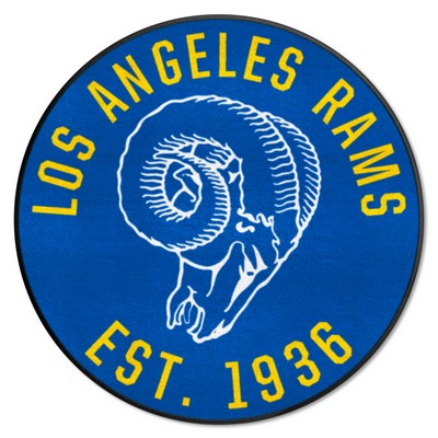 Fan Mats  LLC Los Angeles Rams Roundel Rug - 27in. Diameter, NFL Vintage Blue