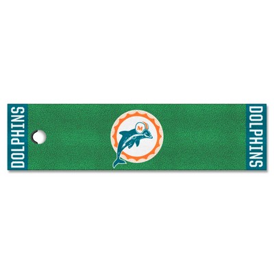 Fan Mats  LLC Miami Dolphins Putting Green Mat - 1.5ft. x 6ft., NFL Vintage Green