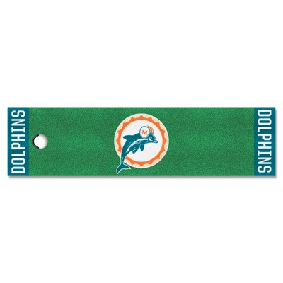 Fan Mats  LLC Miami Dolphins Putting Green Mat Retro Green
