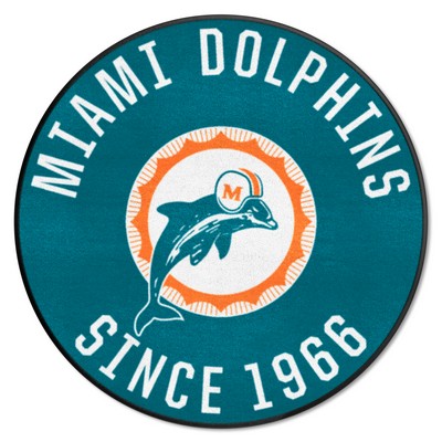 Fan Mats  LLC Miami Dolphins Roundel Rug - 27in. Diameter, NFL Vintage Teal