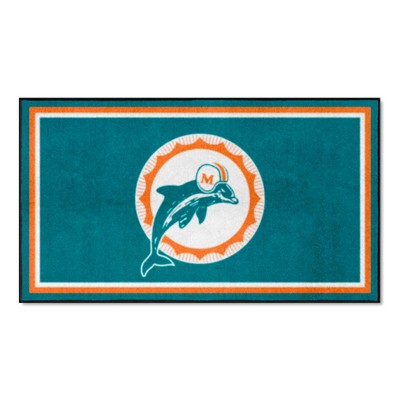Fan Mats  LLC Miami Dolphins 3x5 Rug Retro Teal