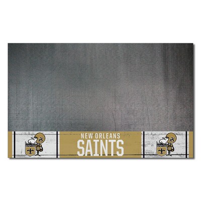 Fan Mats  LLC New Orleans Saints Vinyl Grill Mat - 26in. x 42in., NFL Vintage Black