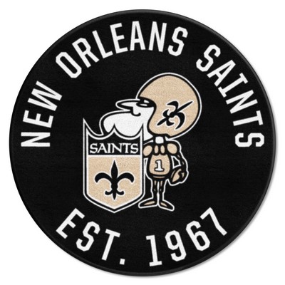 Fan Mats  LLC New Orleans Saints Roundel Rug - 27in. Diameter, NFL Vintage Black