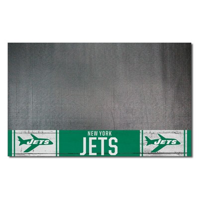 Fan Mats  LLC New York Jets Vinyl Grill Mat - 26in. x 42in., NFL Vintage Black