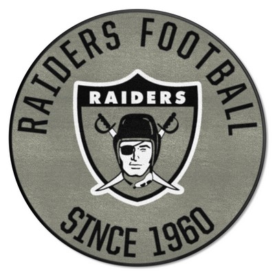 Fan Mats  LLC Las Vegas Raiders Roundel Rug - 27in. Diameter, NFL Vintage Gray