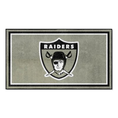 Fan Mats  LLC Las Vegas Raiders 3ft. x 5ft. Plush Area Rug, NFL Vintage Gray