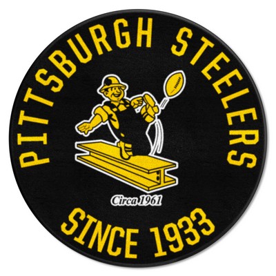 Fan Mats  LLC Pittsburgh Steelers Roundel Rug - 27in. Diameter, NFL Vintage Black