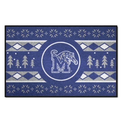 Fan Mats  LLC Memphis Tigers Holiday Sweater Starter Mat Accent Rug - 19in. x 30in. Blue