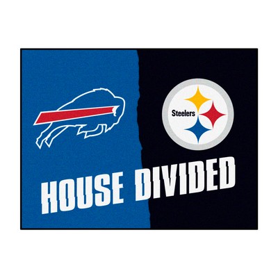 Fan Mats  LLC NFL House Divided - Bills / Steelers House Divided Rug - 34 in. x 42.5 in. Multi