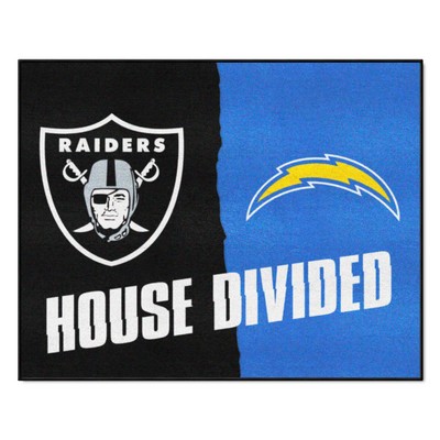 Fan Mats  LLC NFL House Divided - Raiders / Chargers House Divided Rug - 34 in. x 42.5 in. Multi