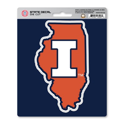 Fan Mats  LLC Illinois Illini Team State Shape Decal Sticker Orange
