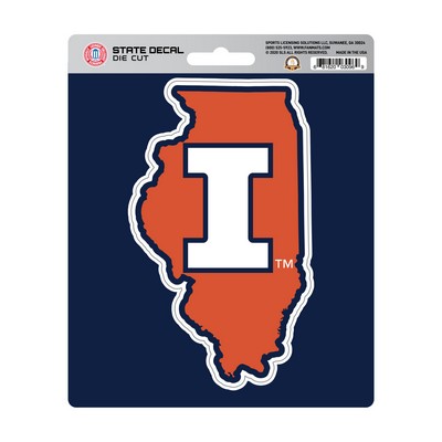 Fan Mats  LLC Illinois Illini State Shape Decal Orange